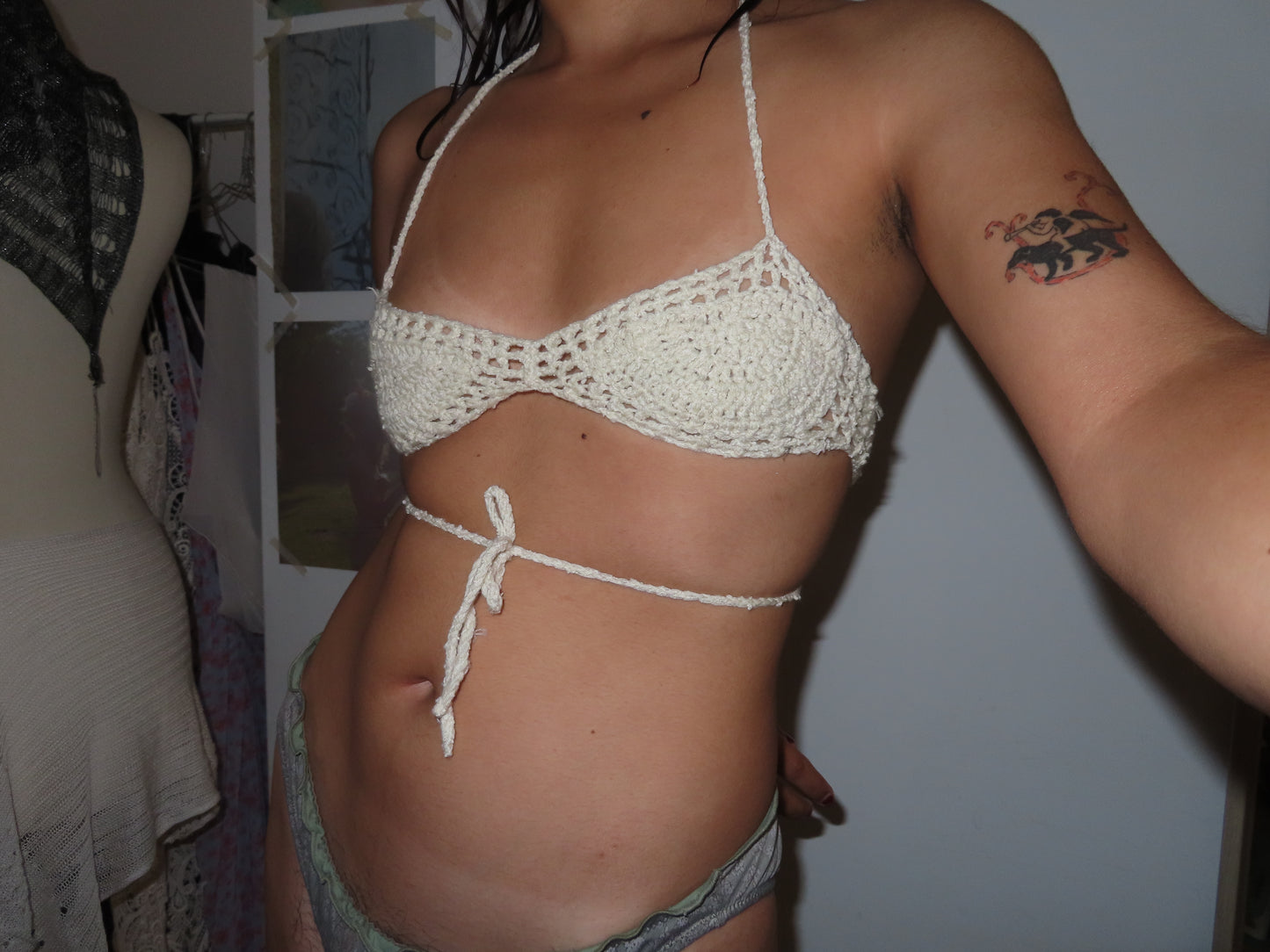 Crochet Wool Bra White