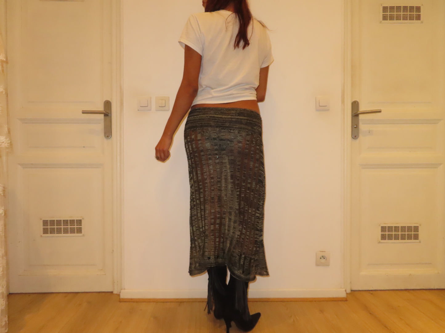 Green Knit Skirt Long