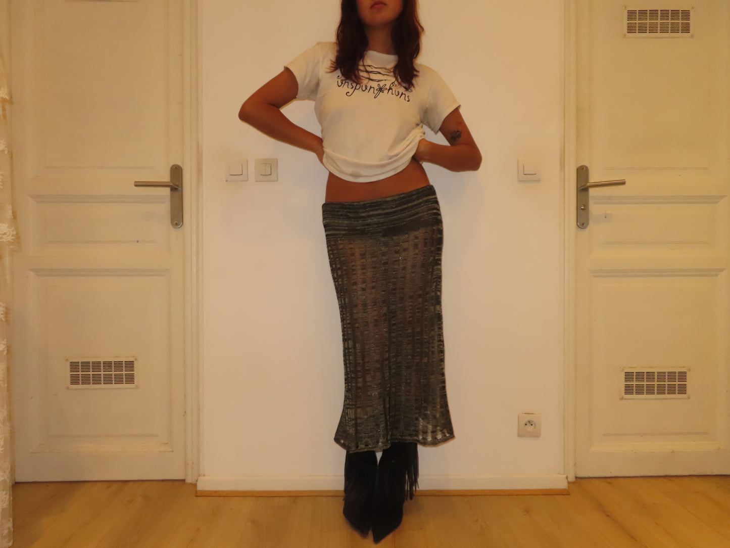 Green Knit Skirt Long