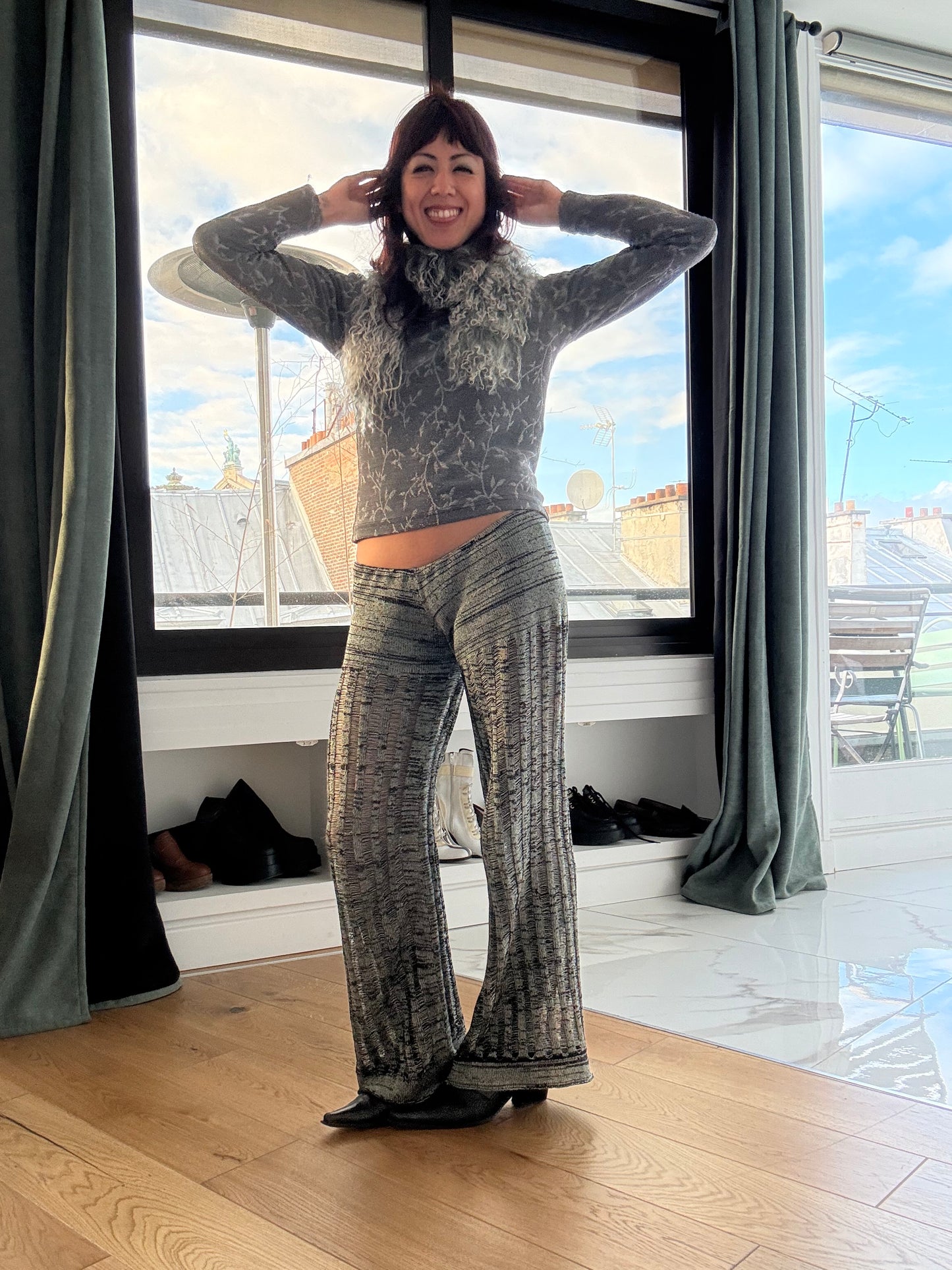 Green and Black Knit Pants