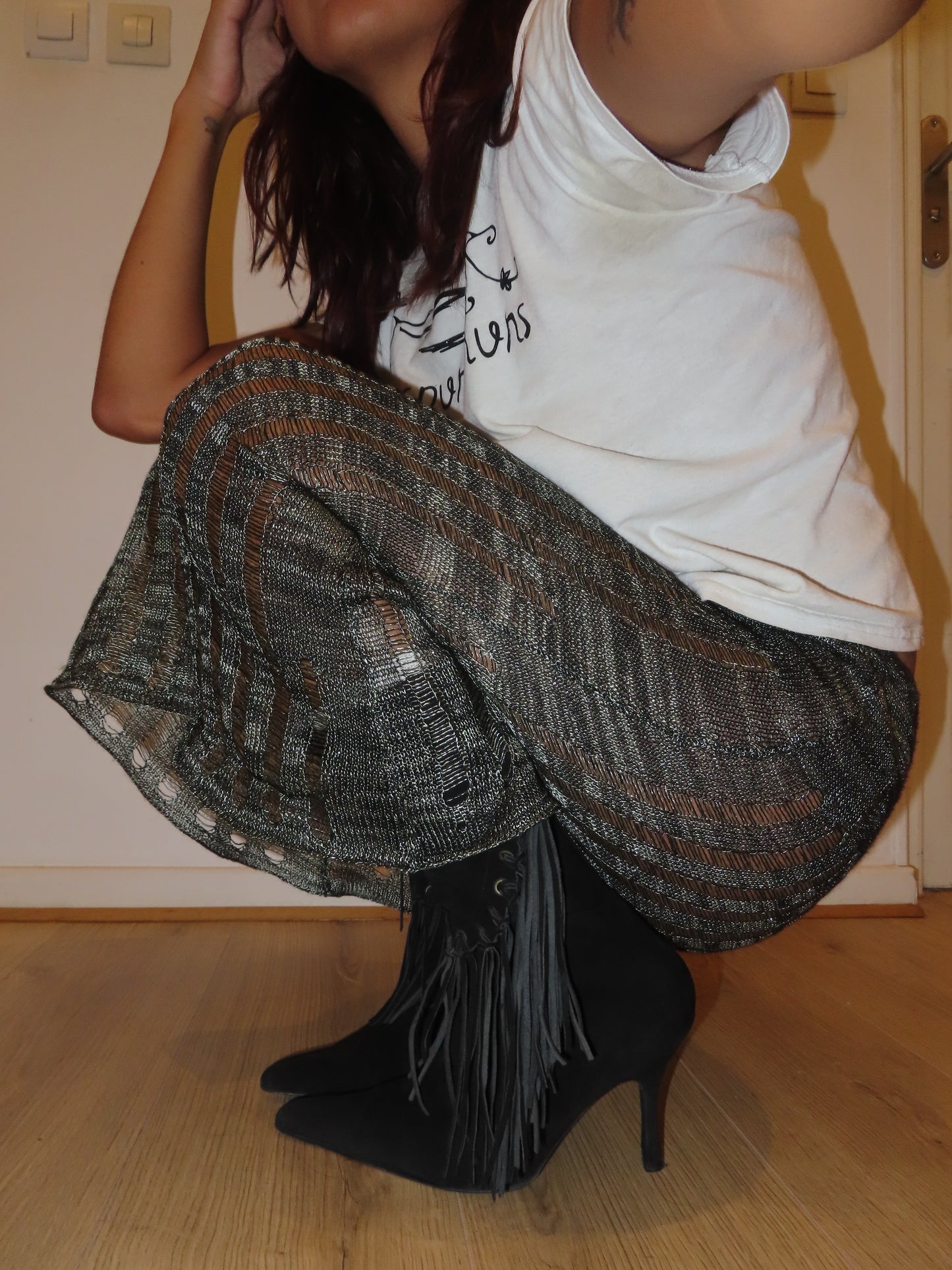 Green Knit Skirt Long