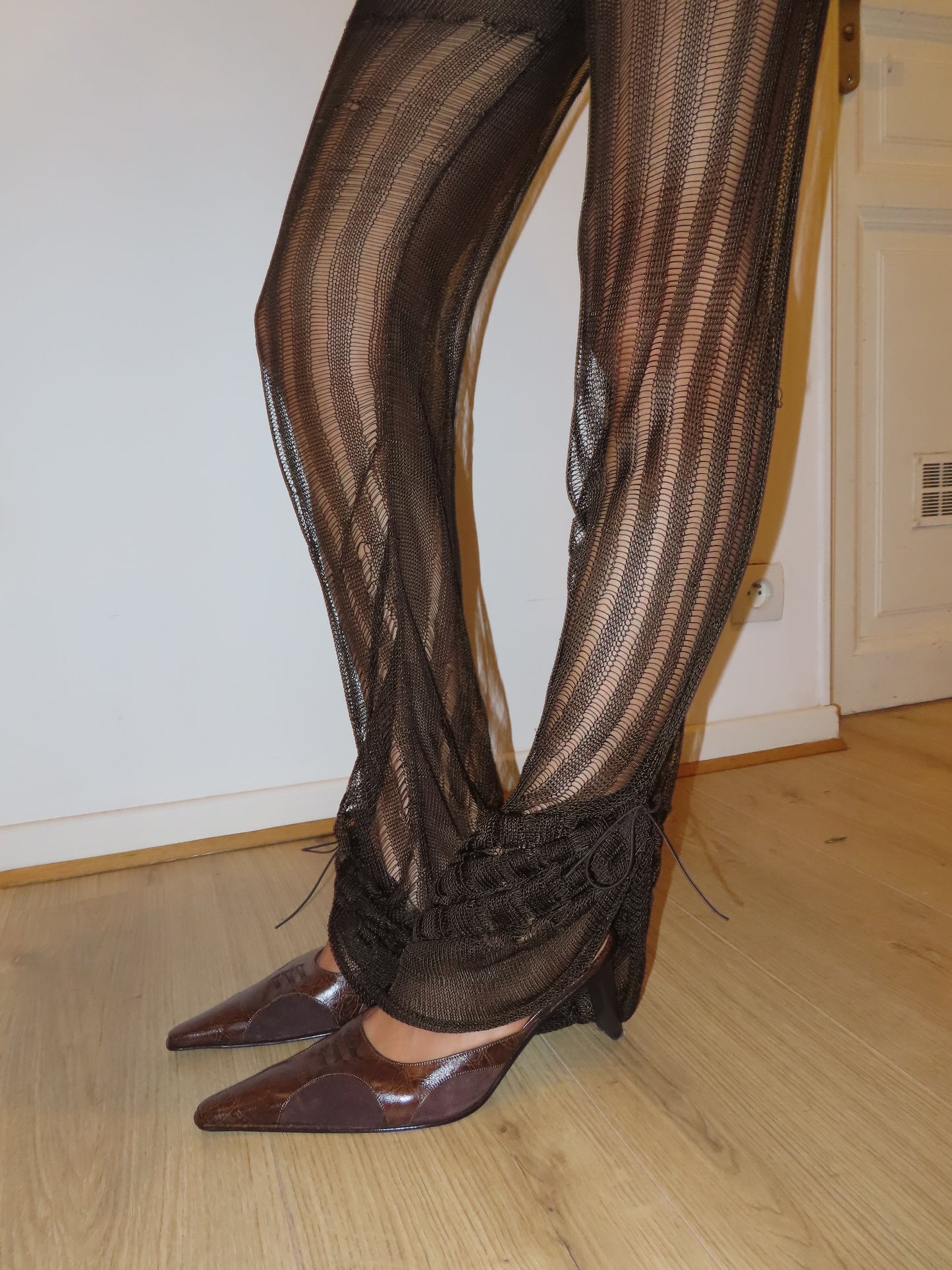 Brown Striped Knit Trousers