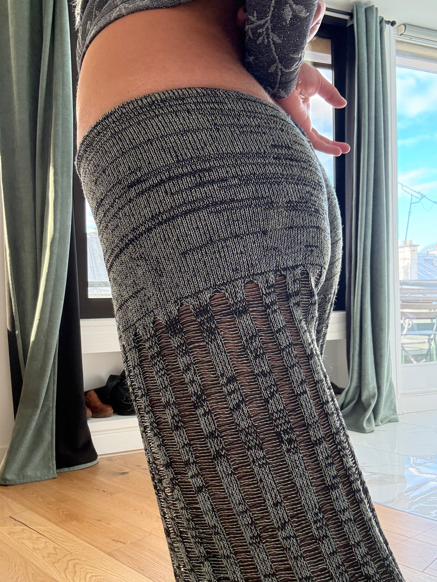 Green and Black Knit Pants