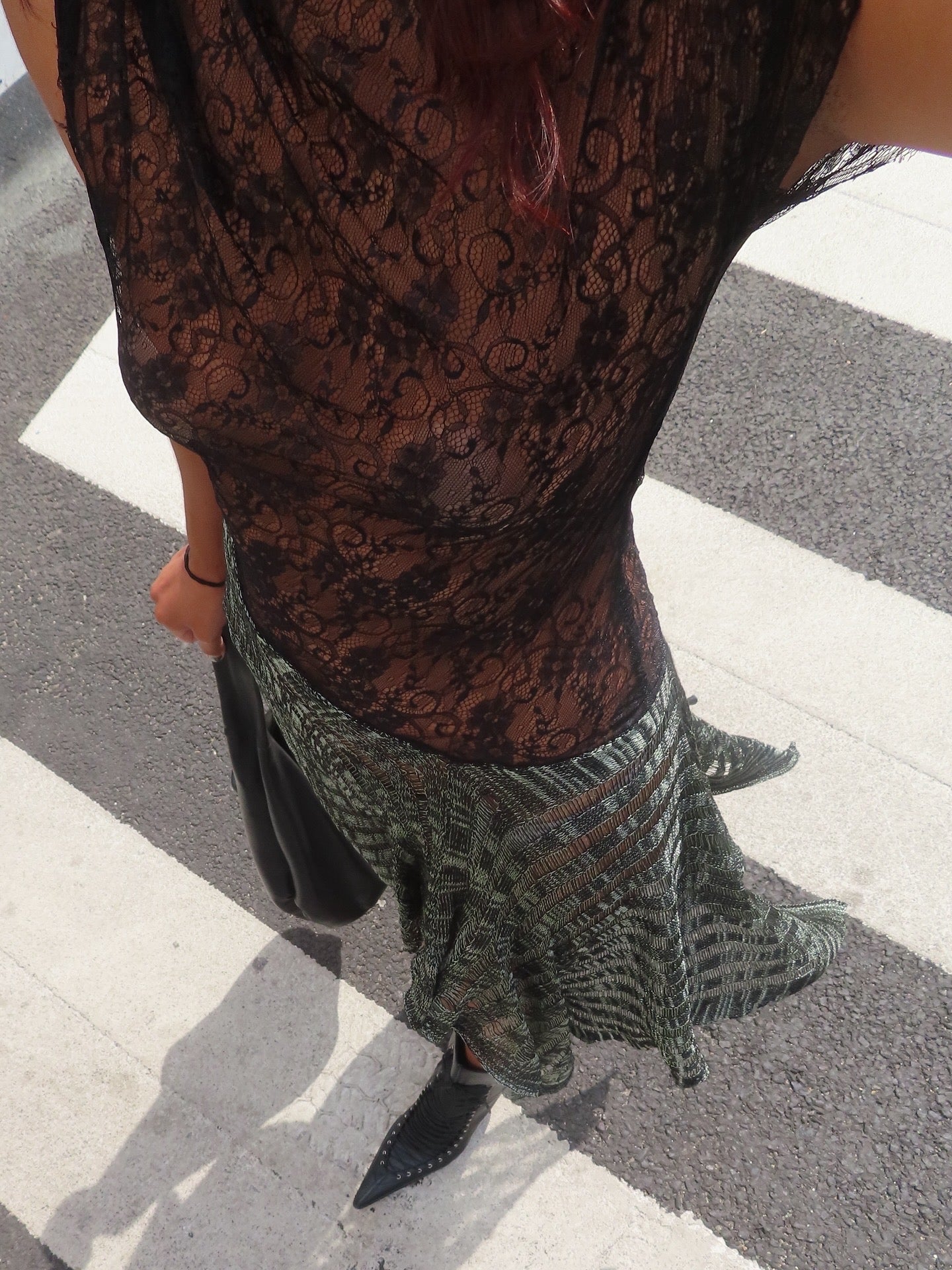 Knit and Lace AsymmetricalDress