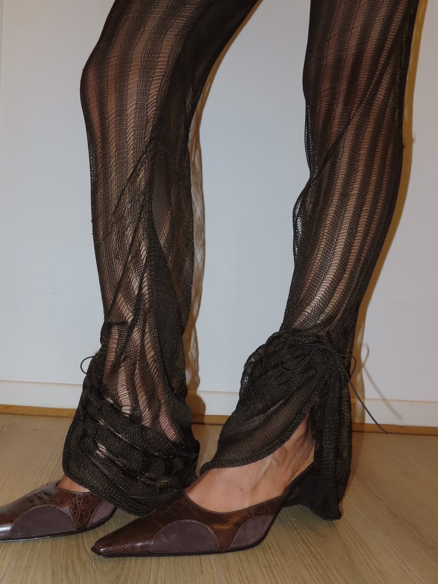 Brown Striped Knit Trousers