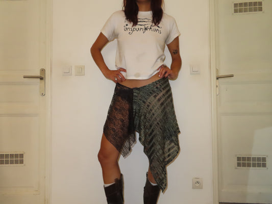 Green Knit Asymmetric Skirt