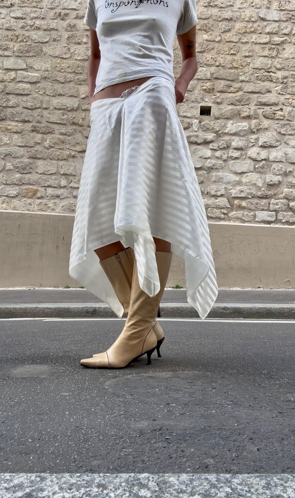 Asymmetrical Striped Skirt