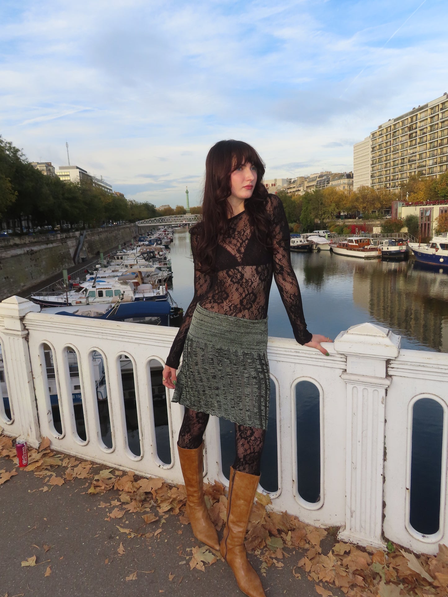 Green and Black Knit Skirt