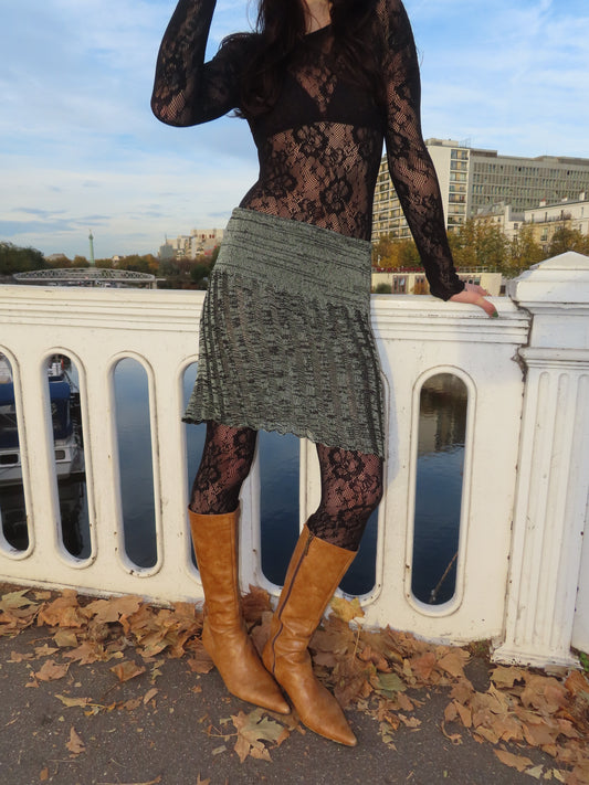 Green and Black Knit Skirt